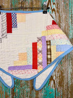 Upcycled Vintage Log Cabin Quilt Neck Scarf #1