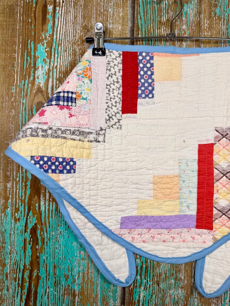 Upcycled Vintage Log Cabin Quilt Neck Scarf #1