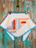 Upcycled Vintage Log Cabin Quilt Neck Scarf #2
