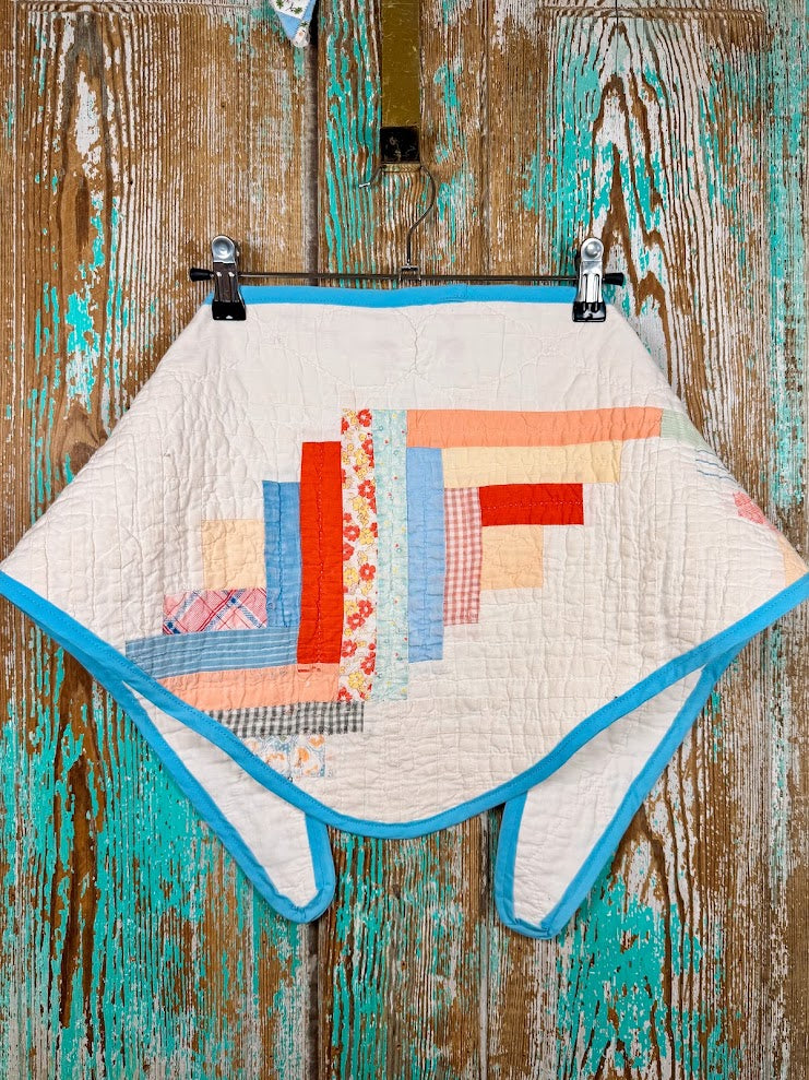 Upcycled Vintage Log Cabin Quilt Neck Scarf #2