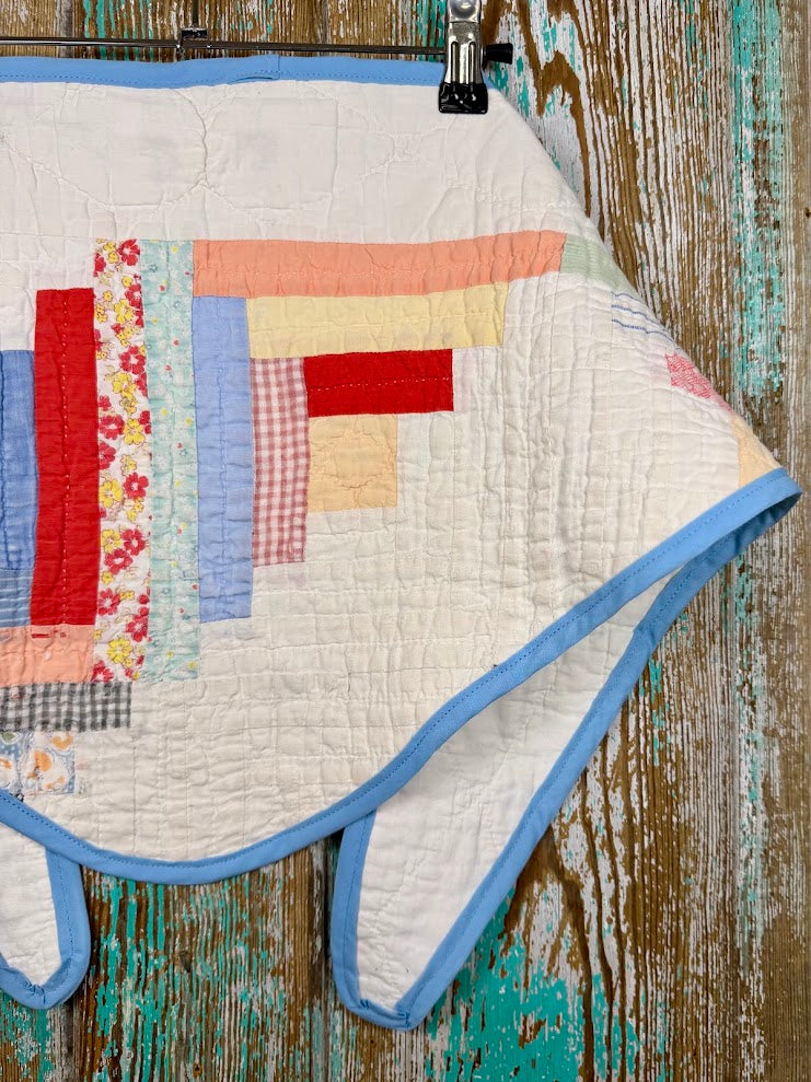 Upcycled Vintage Log Cabin Quilt Neck Scarf #2