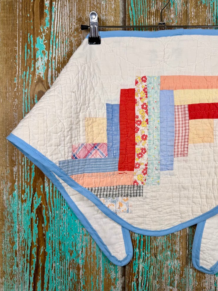 Upcycled Vintage Log Cabin Quilt Neck Scarf #2