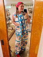 Upcycled Vintage Dresden Plate Quilt Pants with Scalloped Edge and Pocket: Women's Medium