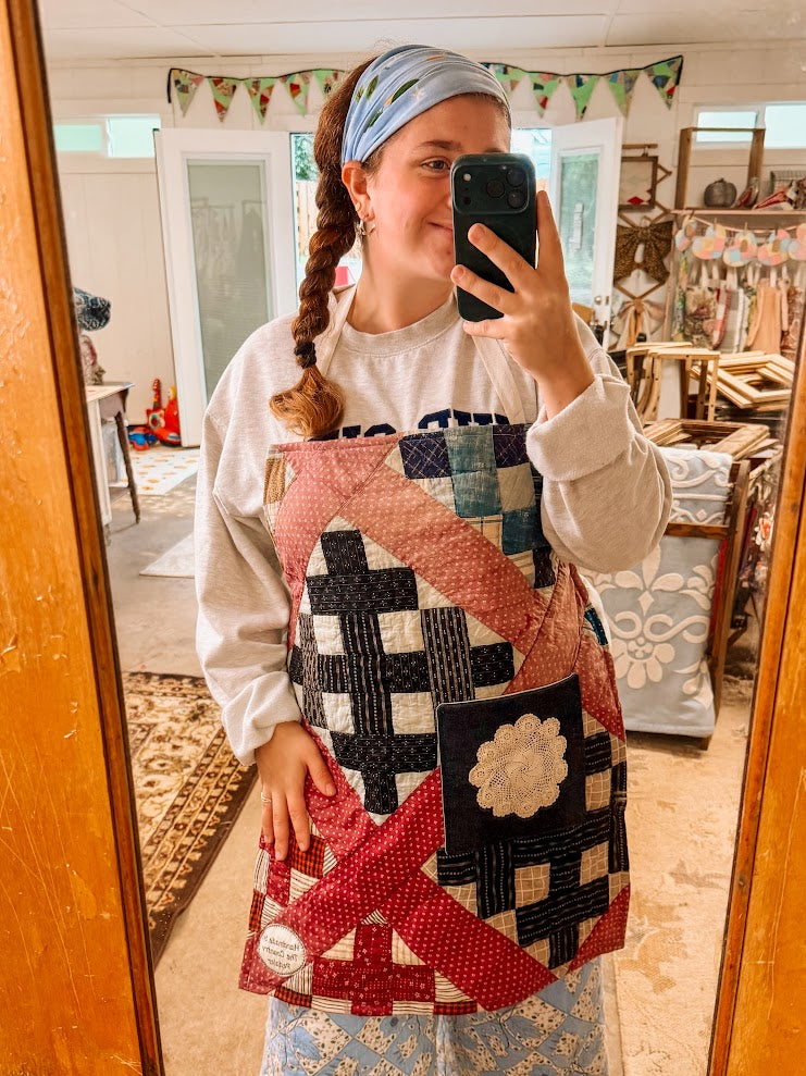 Upcycled Vintage Calico Patch Quilt Apron #2: Adult Full