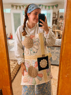 Upcycled Vintage Dresden Quilt Apron: Adult Full