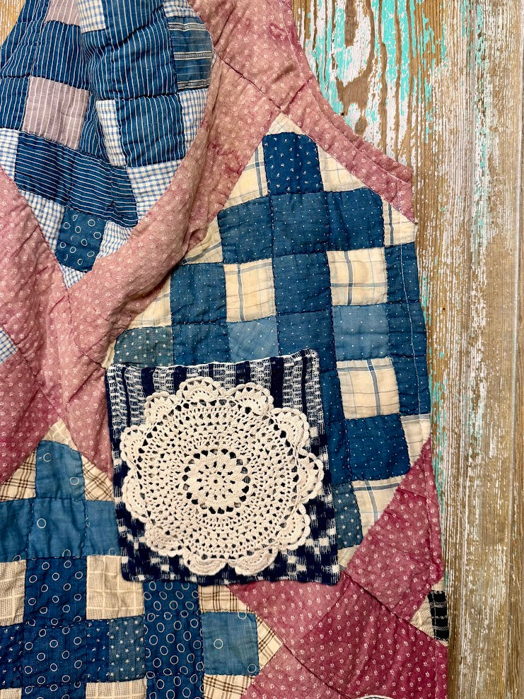 Upcycled Vintage Calico Patch Quilt Apron #1: Adult Full