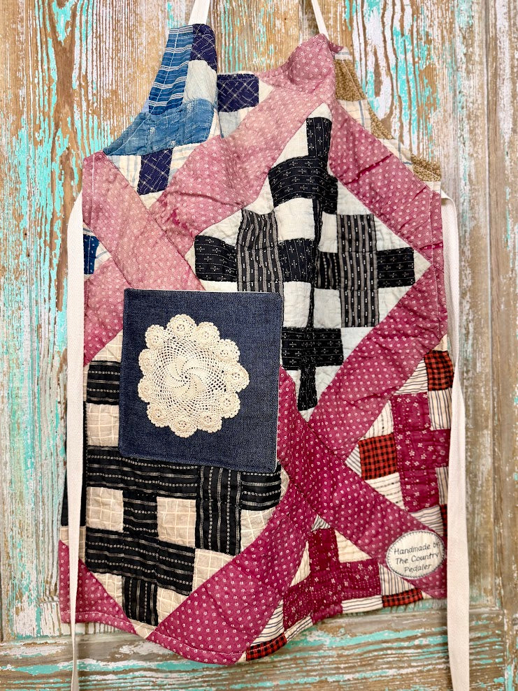 Upcycled Vintage Calico Patch Quilt Apron #2: Adult Full