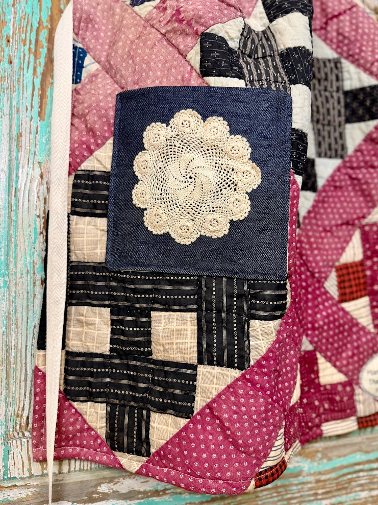 Upcycled Vintage Calico Patch Quilt Apron #2: Adult Full