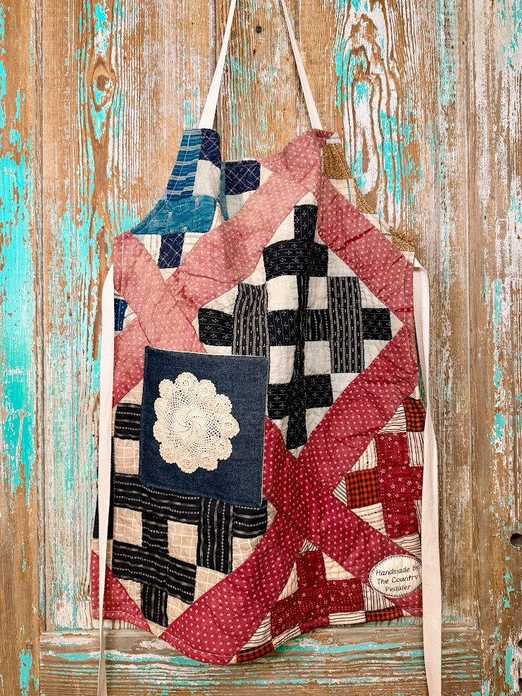 Upcycled Vintage Calico Patch Quilt Apron #2: Adult Full