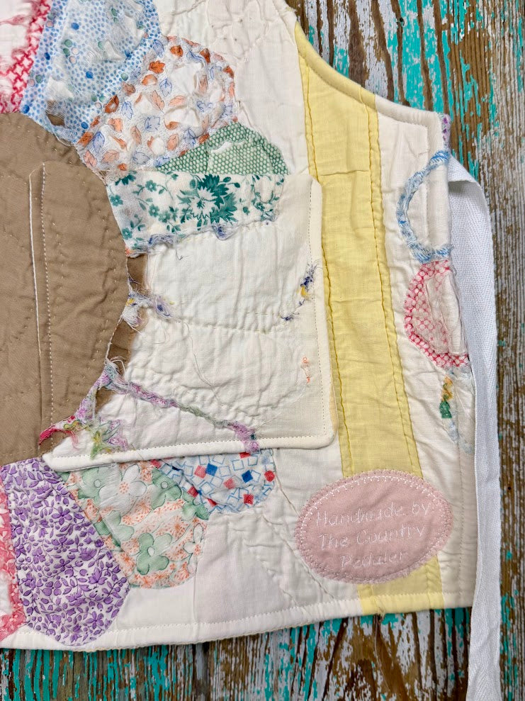 Upcycled Vintage Dresden Quilt Apron: Toddler Full