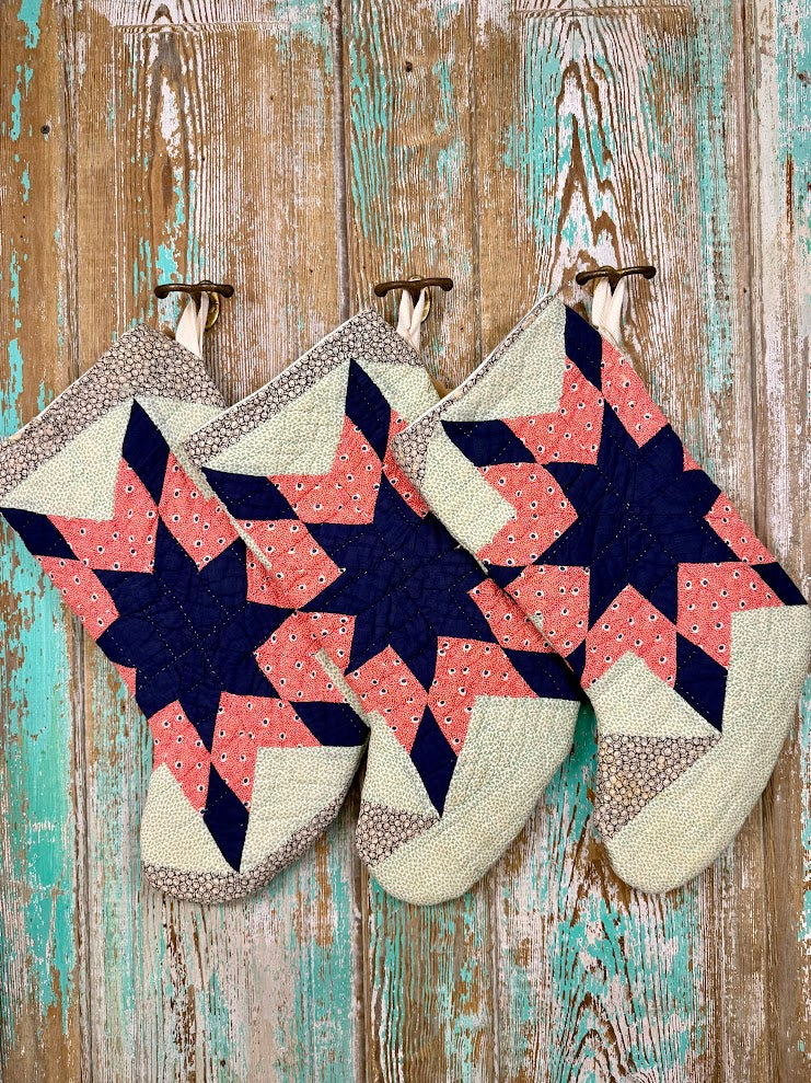 Upcycled Vintage 8-Point Star Quilt Stocking