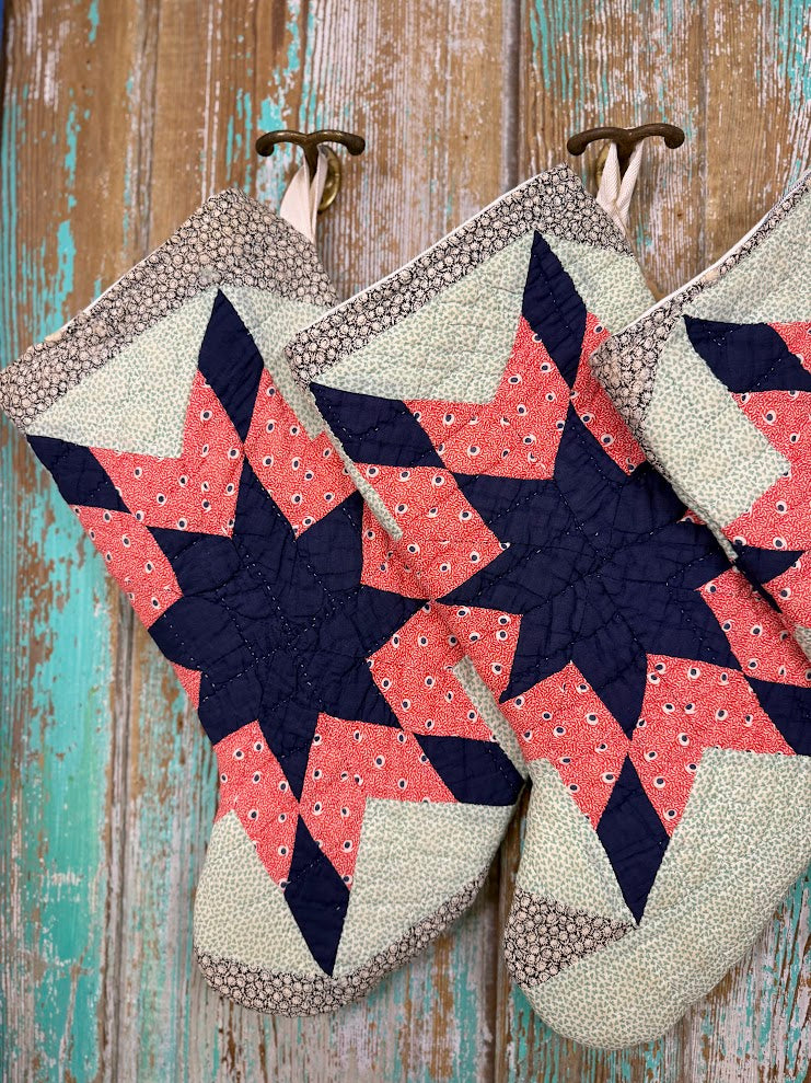 Upcycled Vintage 8-Point Star Quilt Stocking