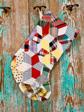 Upcycled Vintage 6-Point Star Quilt Stocking: S1