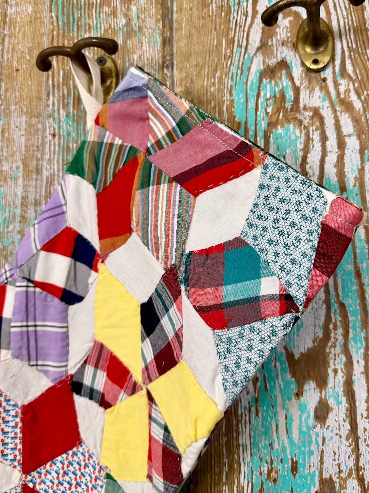 Upcycled Vintage 6-Point Star Quilt Stocking: S1