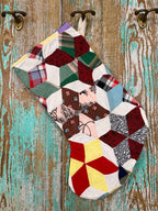 Upcycled Vintage 6-Point Star Quilt Stocking: S1