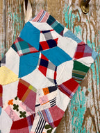 Upcycled Vintage 6-Point Star Quilt Stocking: S2