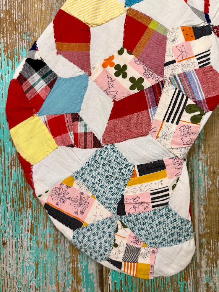 Upcycled Vintage 6-Point Star Quilt Stocking: S2