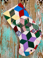 Upcycled Vintage 6-Point Star Quilt Stocking: S2