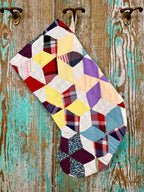 Upcycled Vintage 6-Point Star Quilt Stocking: S3