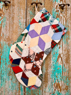Upcycled Vintage 6-Point Star Quilt Stocking: S3