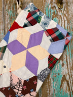 Upcycled Vintage 6-Point Star Quilt Stocking: S3