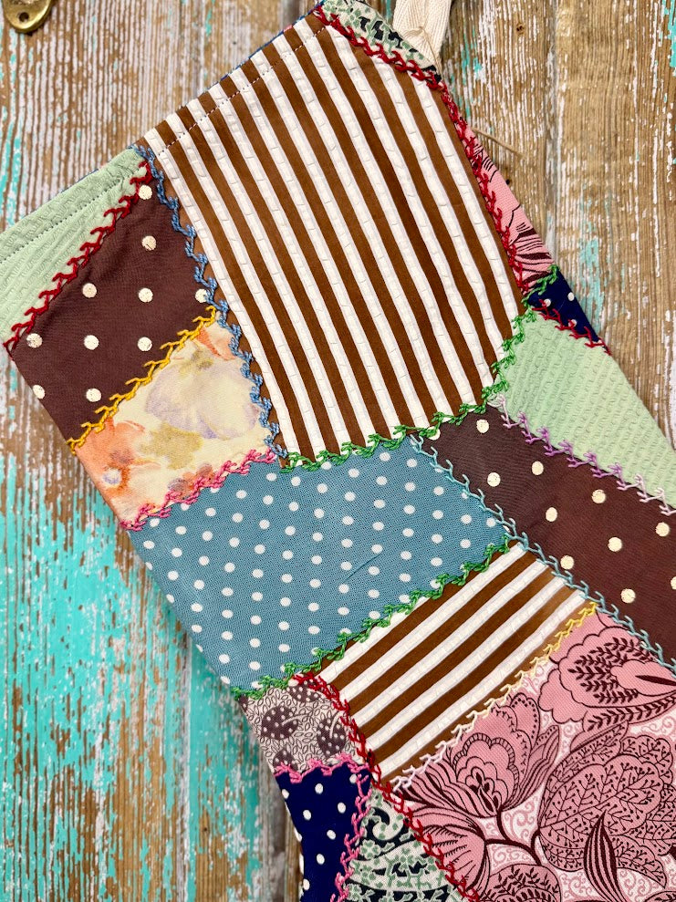 Upcycled Vintage Crazy Quilt Stocking: P2