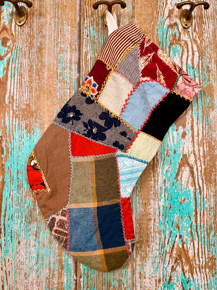 Upcycled Vintage Crazy Quilt Stocking: P3