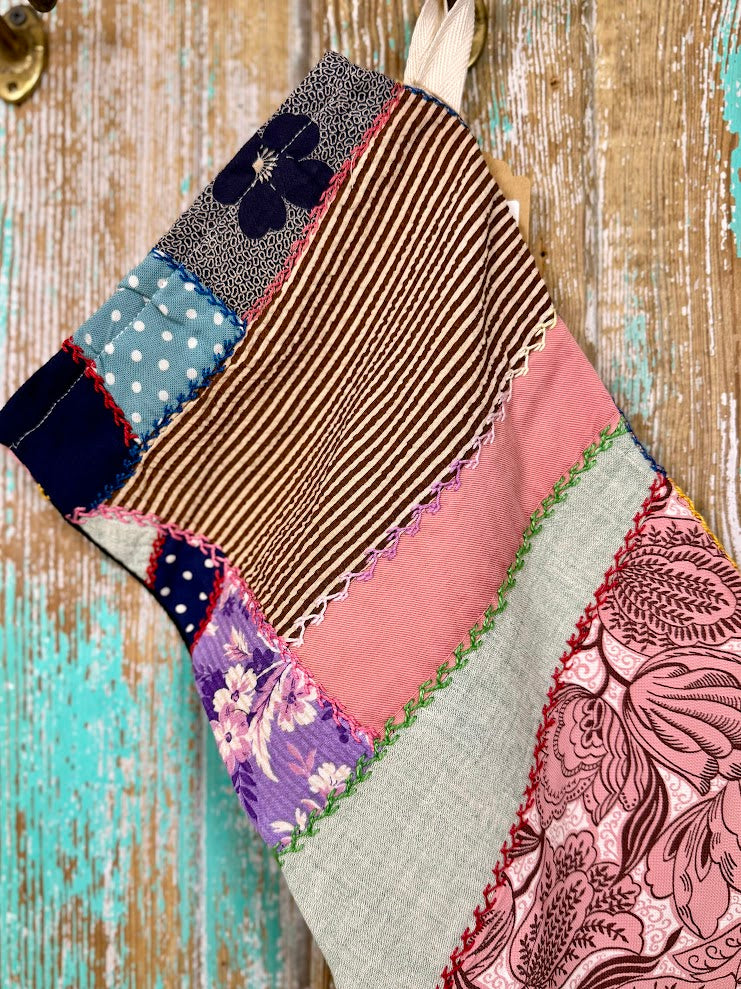 Upcycled Vintage Crazy Quilt Stocking: P3