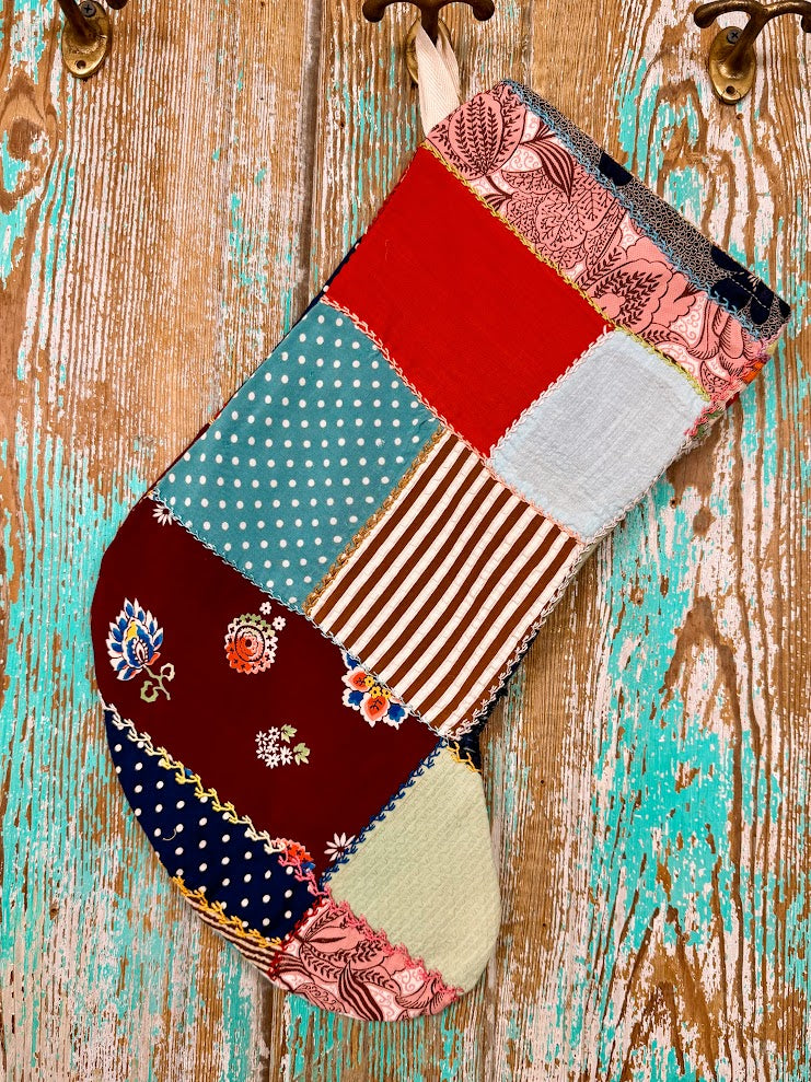 Upcycled Vintage Crazy Quilt Stocking: P4