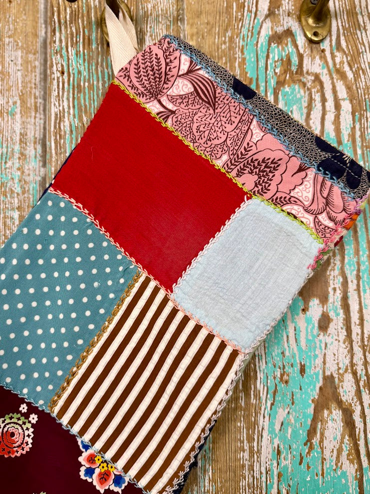 Upcycled Vintage Crazy Quilt Stocking: P4