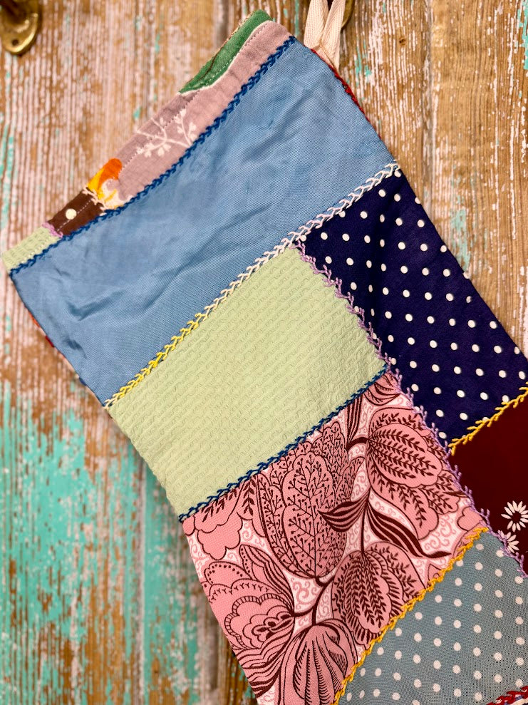 Upcycled Vintage Crazy Quilt Stocking: P4