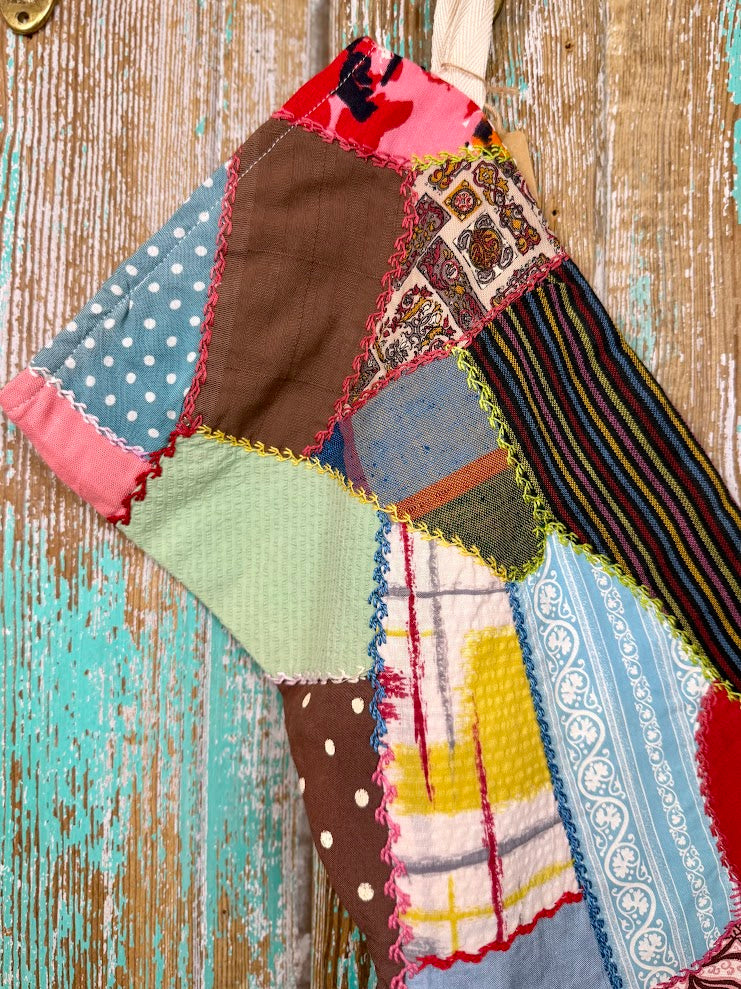 Upcycled Vintage Crazy Quilt Stocking: P5