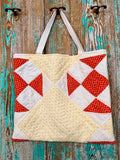 Upcycled Vintage Red & Yellow Quilt Tote: A1
