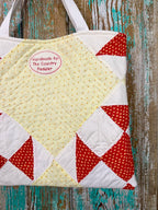 Upcycled Vintage Red & Yellow Quilt Tote: A1