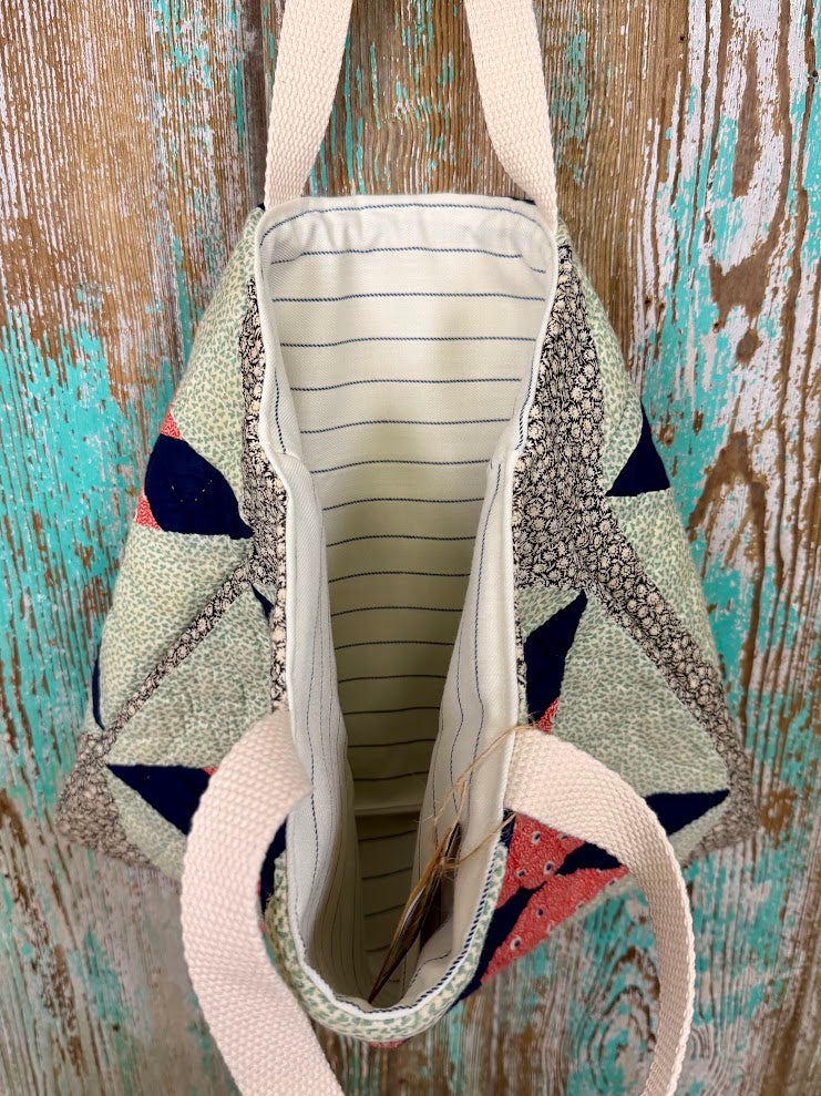 Upcycled Vintage 8-Point Star Quilt Tote: A2