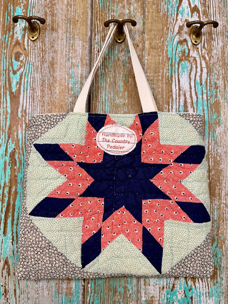Upcycled Vintage 8-Point Star Quilt Tote: A2
