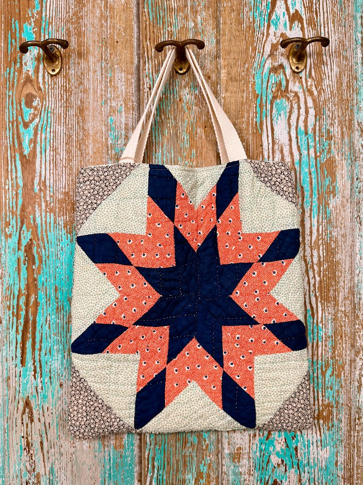 Upcycled Vintage 8-Point Star Quilt Tote: A3