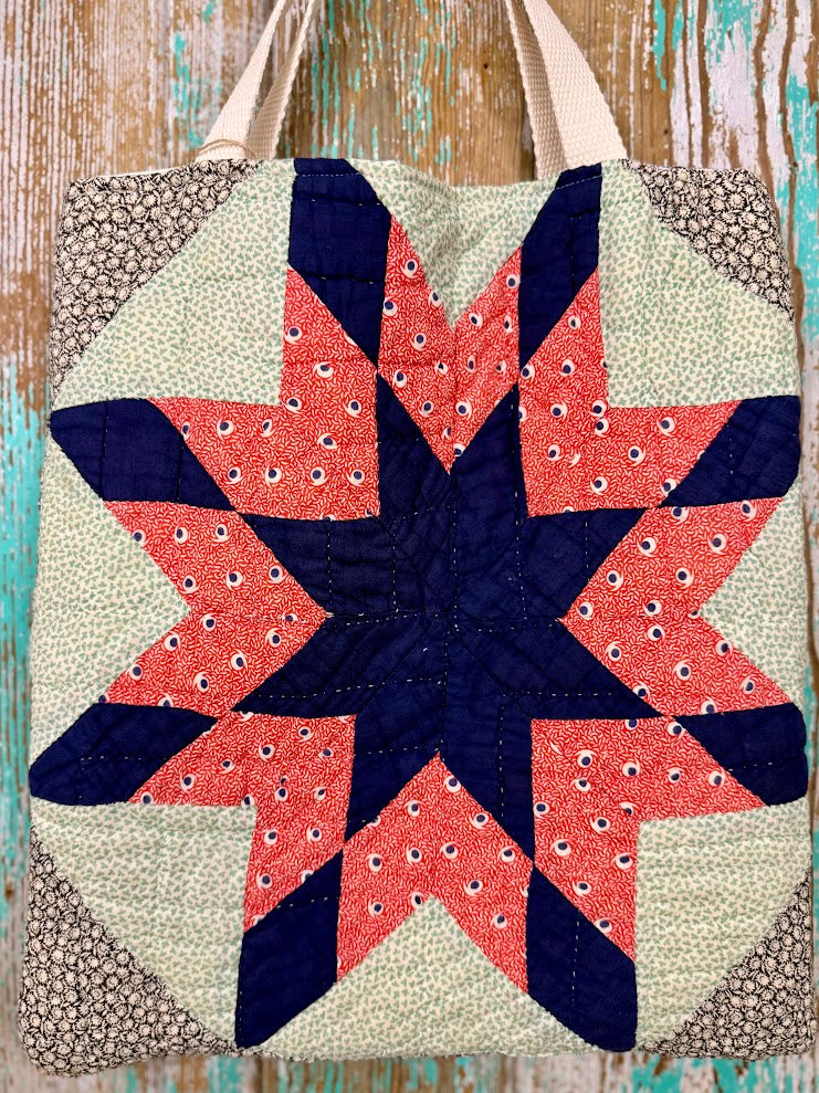 Upcycled Vintage 8-Point Star Quilt Tote: A3