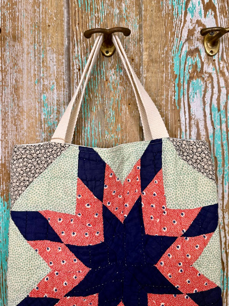 Upcycled Vintage 8-Point Star Quilt Tote: A3
