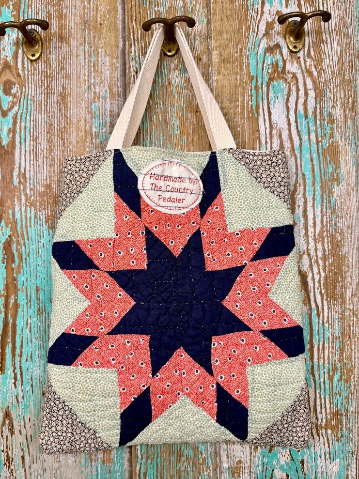 Upcycled Vintage 8-Point Star Quilt Tote: A3