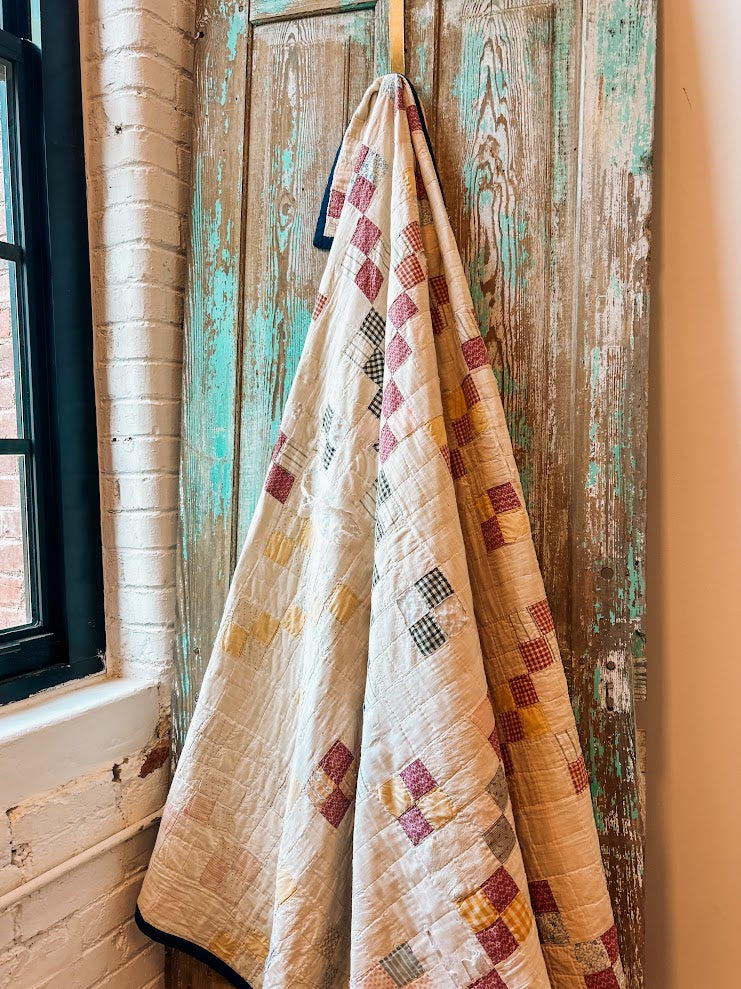 Vintage Four Nine Patch Cutter Quilt: Reds and Blues