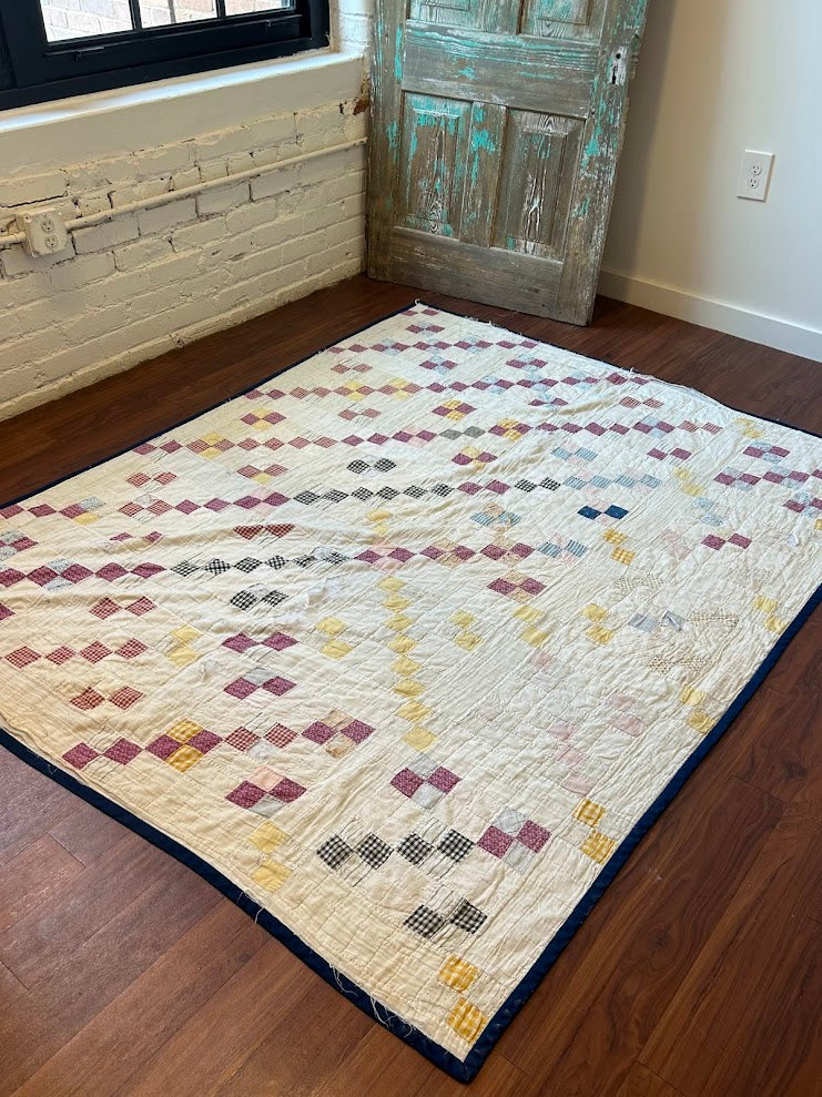 Vintage Four Nine Patch Cutter Quilt: Reds and Blues
