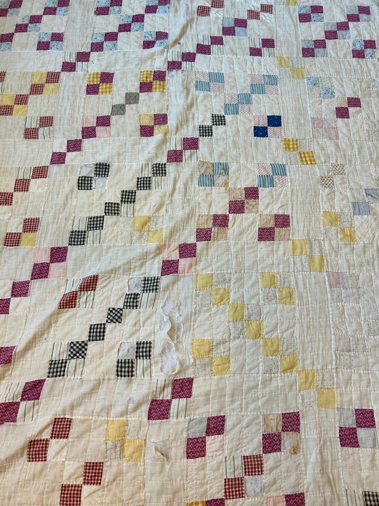 Vintage Four Nine Patch Cutter Quilt: Reds and Blues