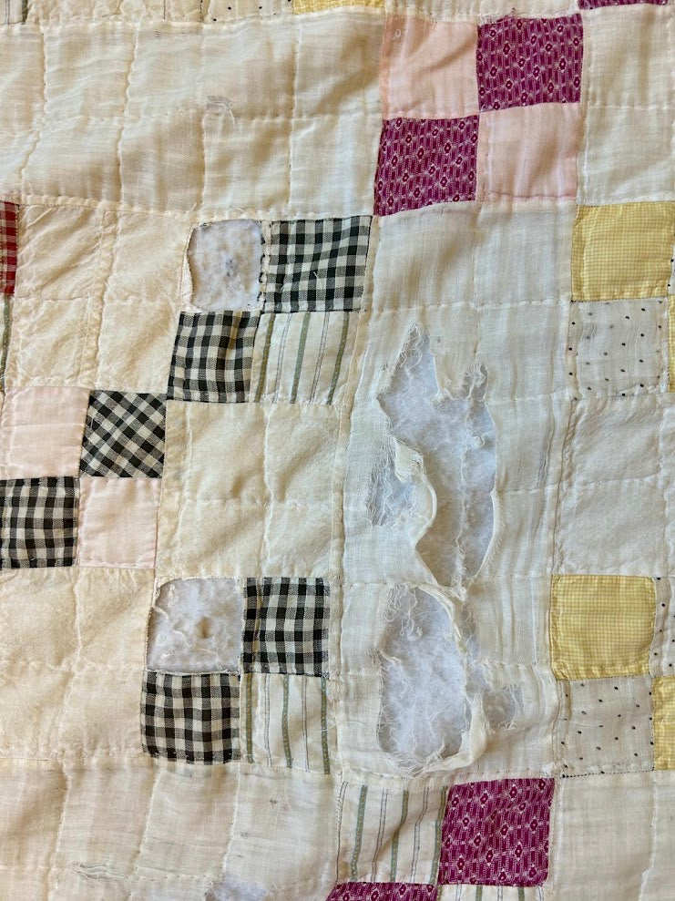 Vintage Four Nine Patch Cutter Quilt: Reds and Blues