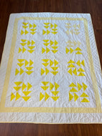 Vintage Yellow and White Dutchman's Puzzle Quilt