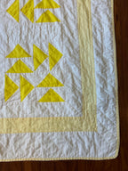 Vintage Yellow and White Dutchman's Puzzle Quilt