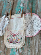 Set of 6 Vintage Crocheted Doilies and Embroidered Linens
