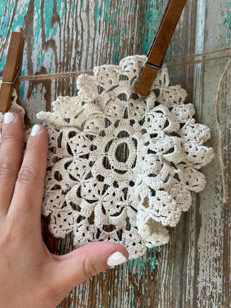 Set of 6 Vintage Crocheted Doilies and Embroidered Linens