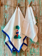 Vintage Square Embroidered Tablecloth & Hand Towel Bundle