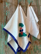 Vintage Square Embroidered Tablecloth & Hand Towel Bundle